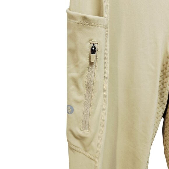 Santiny Womens Beige Riding Pants leggings Size S With Pockets & Stretch - Picture 4 of 12